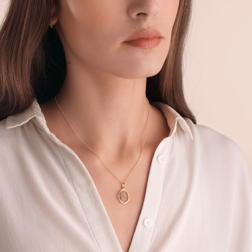 Initials 18ct Yellow Gold Diamond L Necklace | Annoushka jewelley